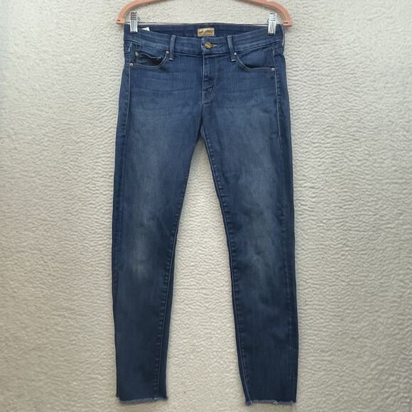 Mother Jeans Womens 27 Blue The Looker Ankle Fray Skinny Denim USA Low Rise - Picture 1 of 13
